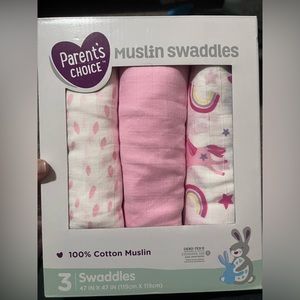 3 muslin baby swaddles extra large